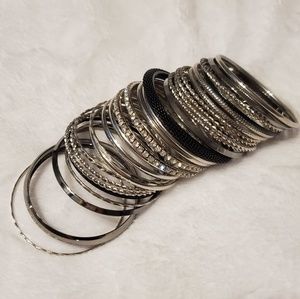 Various silver bangles